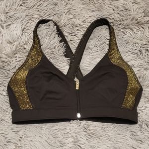 VSX Gold Glitter Front-Zip Sports Bra